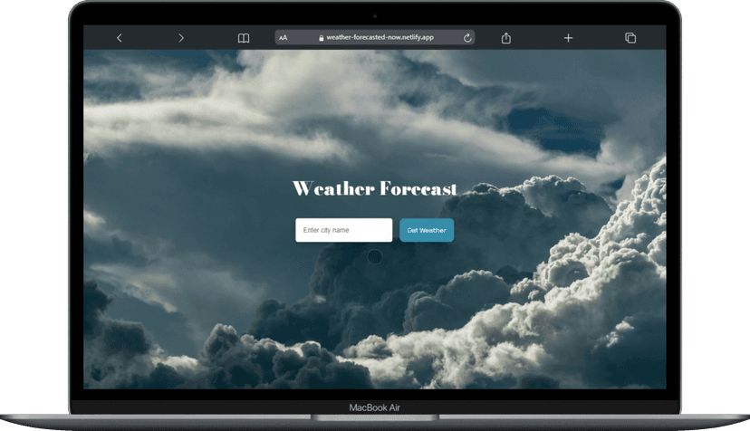 Weather App frontpage